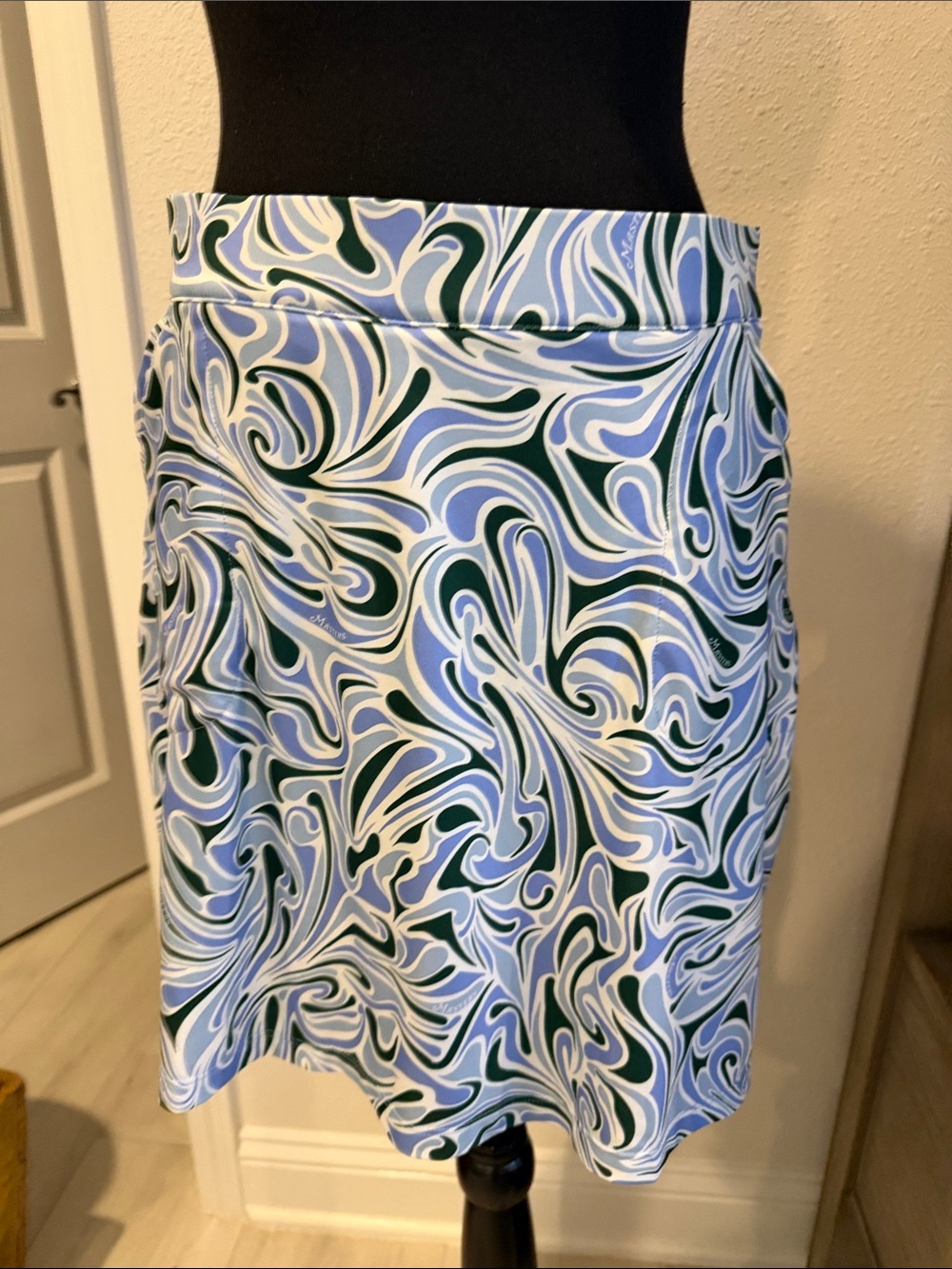 Peter Millar Blue & Green Swirl A-Line Skirt
